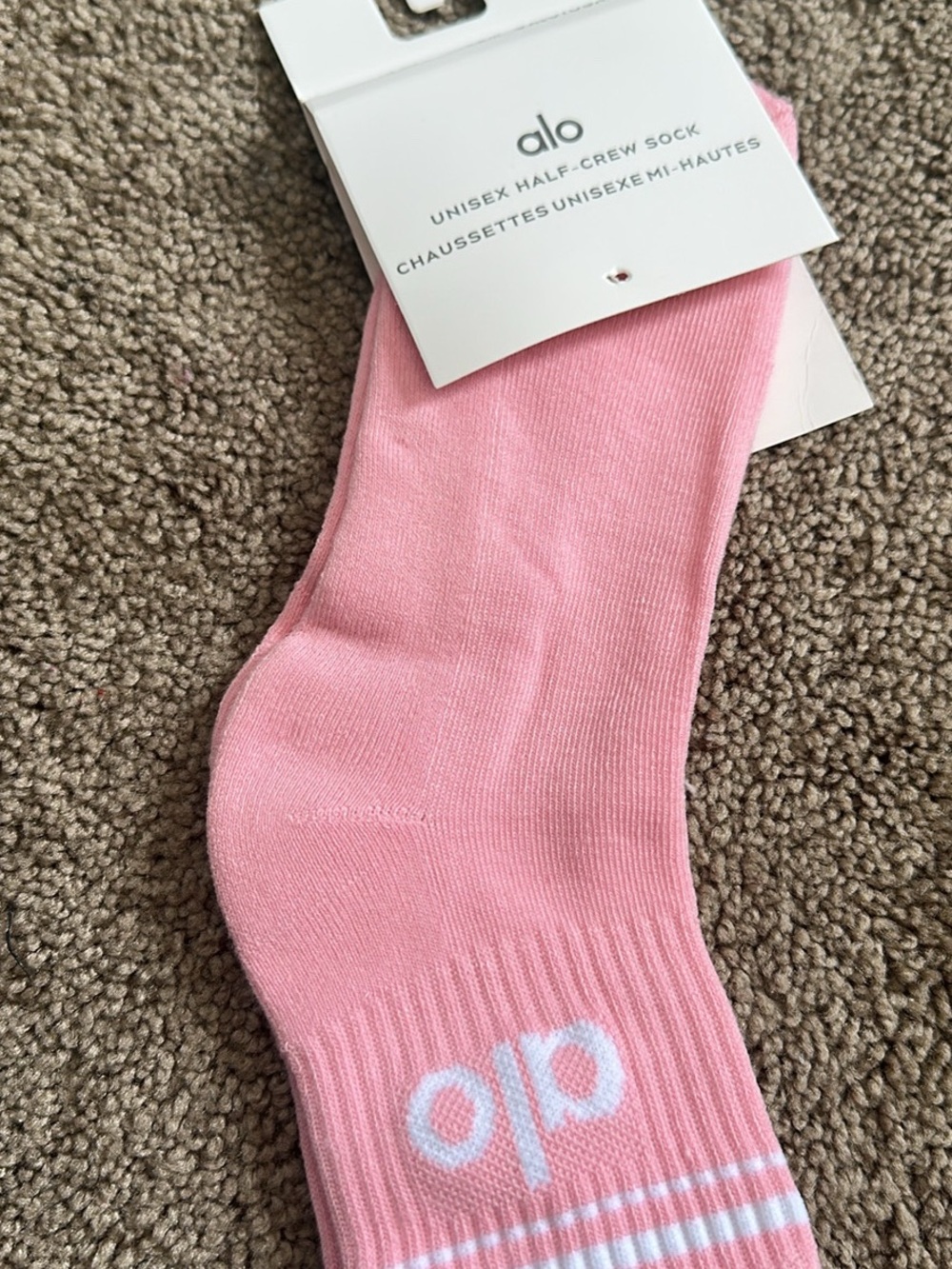ALO Yoga Light Pink Unisex Half-Crew Sock